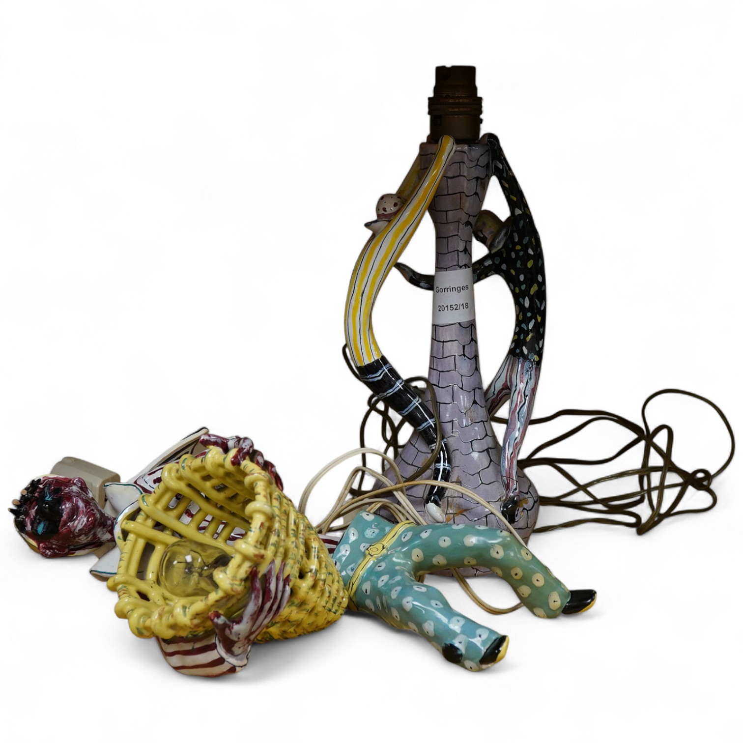 A 1950s Italian San Polo Otello Rosa wall light and table with repairs, both with original shades